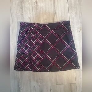 💚5/$25 Adidas Clima Cool Black & Pink Plaid Golf Skirt Skorts Pockets Sz Small